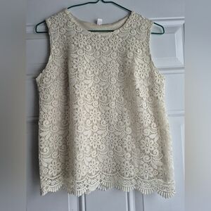 Cream Lace Sleeveless Top